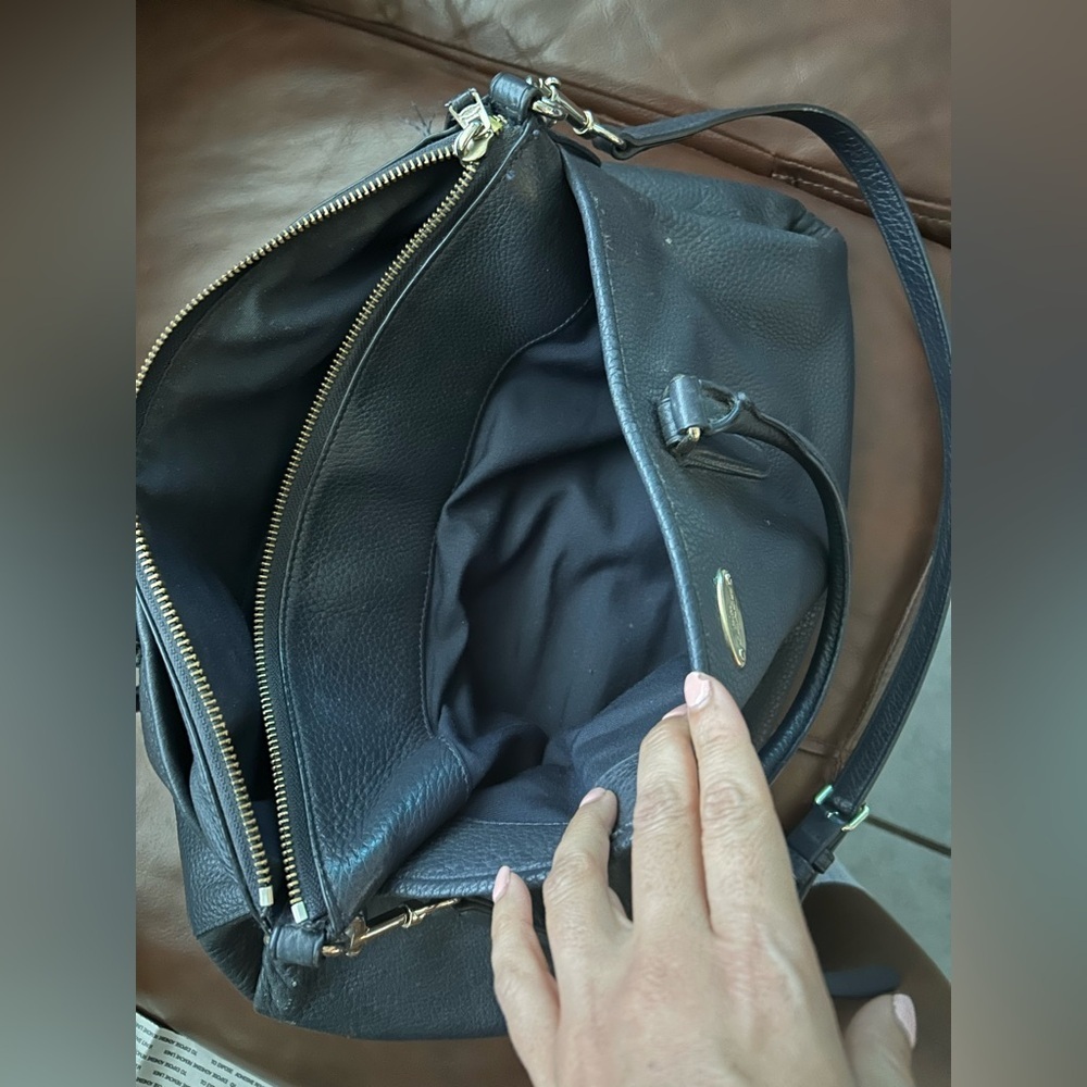 Coach Black Pebbled Leather double strap Satchel Handbag Purse Black - Picture 7 of 10